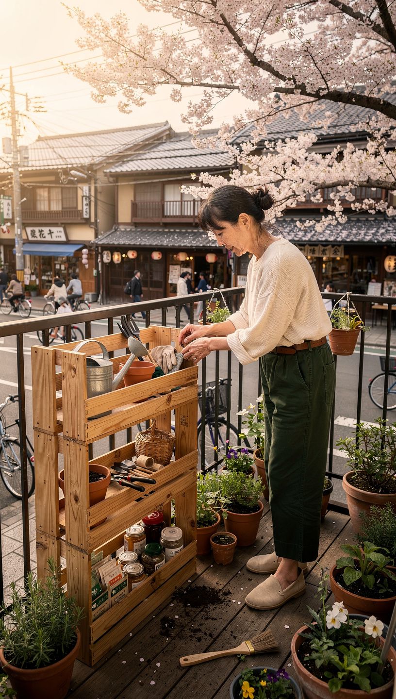 玄関に置かれた靴の整理用ラックとアクセサリー。